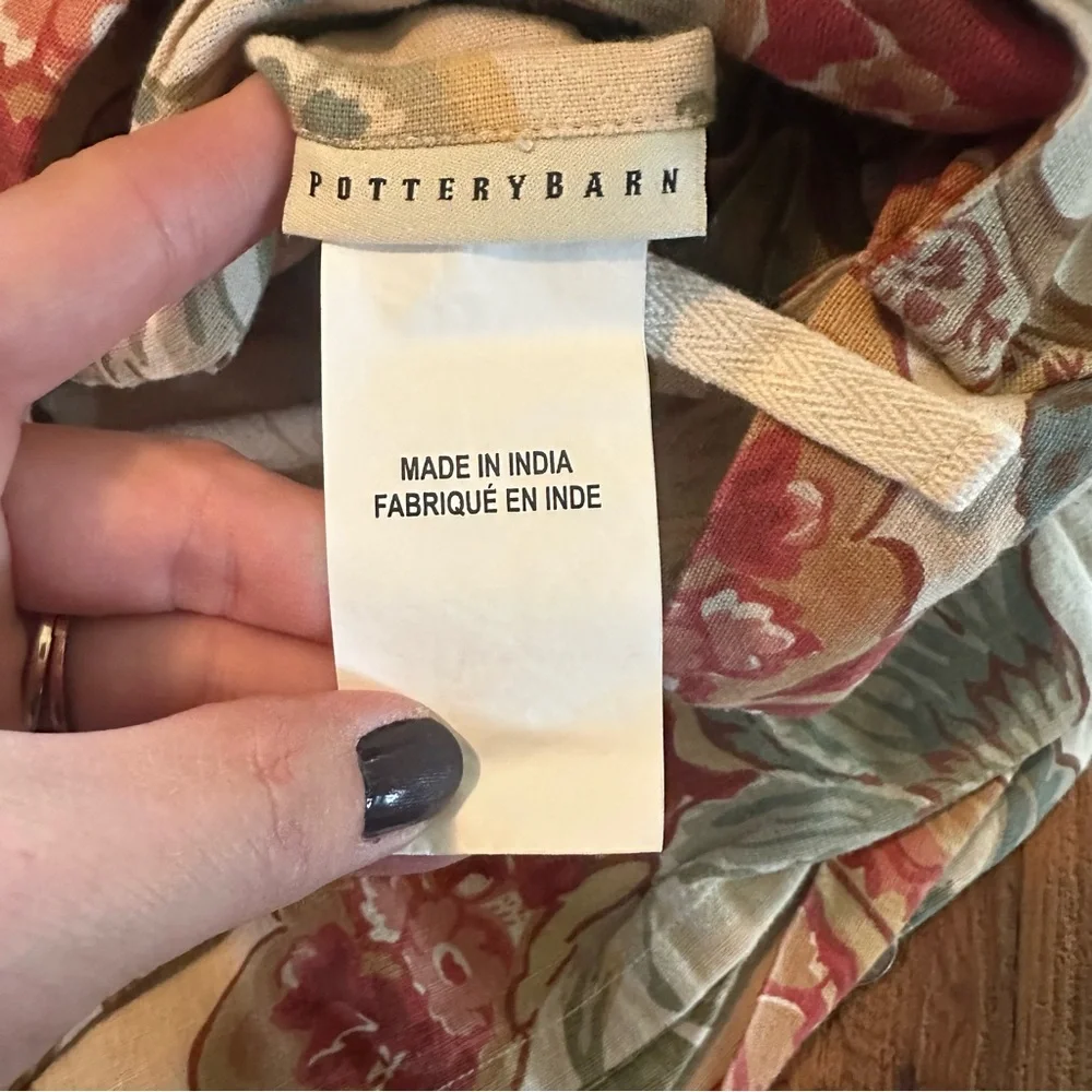 Pottery Barn Graciela Palampore Cotton Linen Floral Duvet Cover F/Q Cottagecore